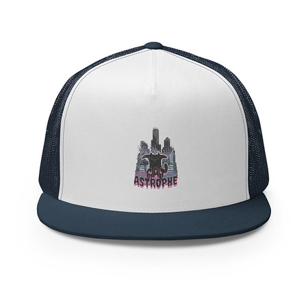 [ID: 100-G340] cat-astrophe 5 Panel Trucker Cap