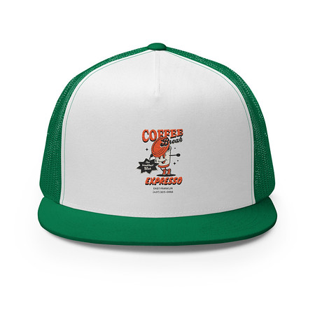 [ID: 100-G394] Coffee Break Cartoon Retro 90s  5 Panel Trucker Cap