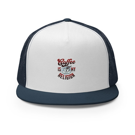 [ID: 100-G403] Coffee is my Religion - Funny 5 Panel Trucker Cap