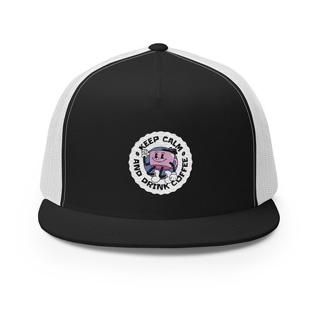 [ID: 100-G409] Colorful Fun Retro Style Coffee Quote 5 Panel Trucker Cap