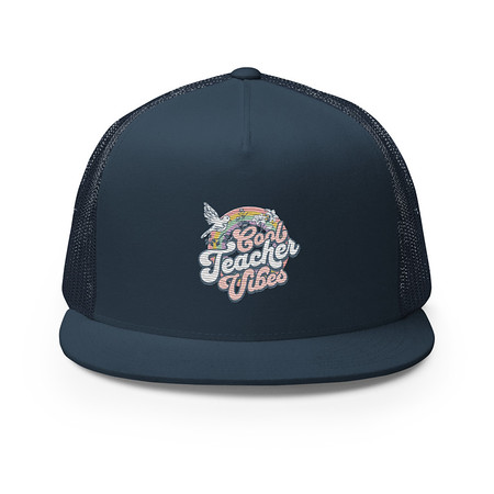 [ID: 100-G418] Cool Teacher Vibes 5 Panel Trucker Cap