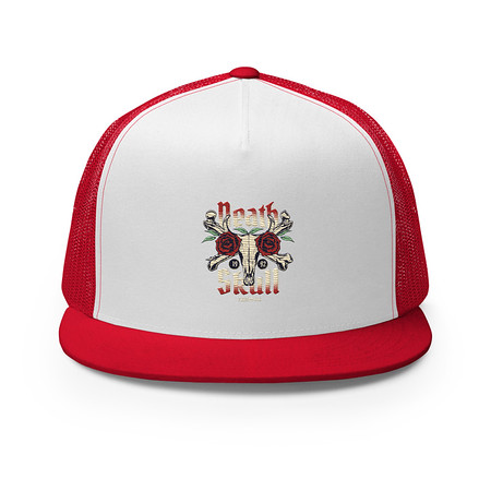 [ID: 100-G482] Death Skull - Flower 5 Panel Trucker Cap