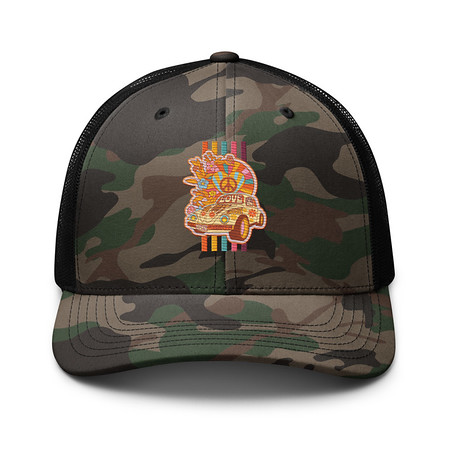 [ID: 680-G10] 60s flower power Camouflage Trucker Hat