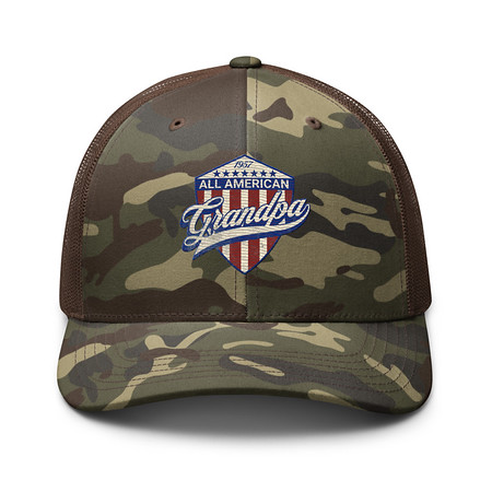 [ID: 680-G41] all american grandpa Camouflage Trucker Hat