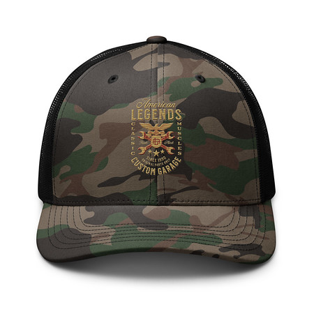 [ID: 680-G75] American Legends Garage - Eagle Camouflage Trucker Hat