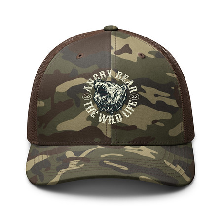 [ID: 680-G83] Angry Bear - Wild Life Animal Camouflage Trucker Hat