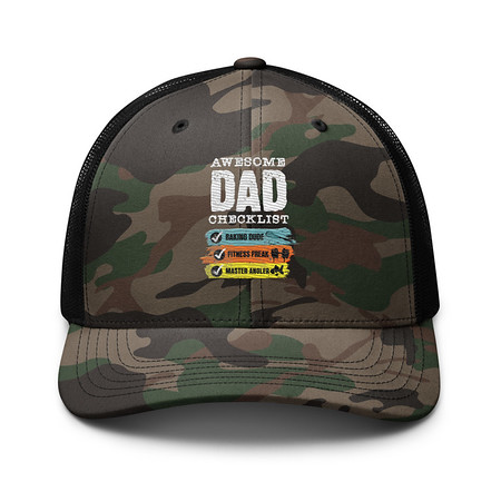 [ID: 680-G120] Awesome Dad Checklist Camouflage Trucker Hat