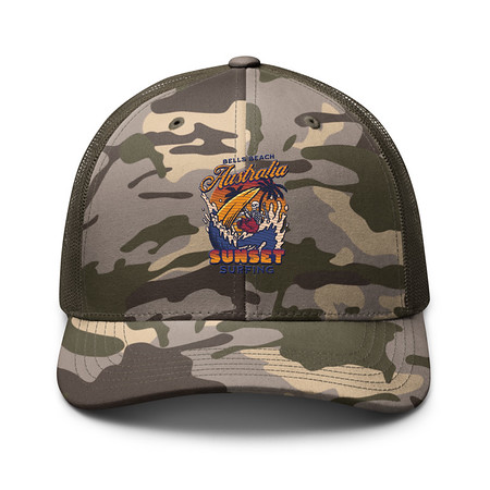 [ID: 680-G180] Bells Beach Australia Sunset Surfing Camouflage Trucker Hat
