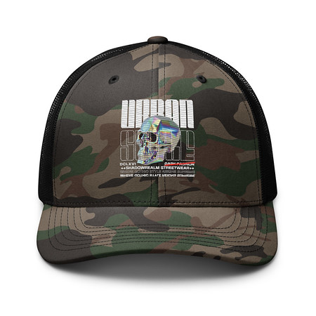 [ID: 680-G213] Black 3D Skull Camouflage Trucker Hat
