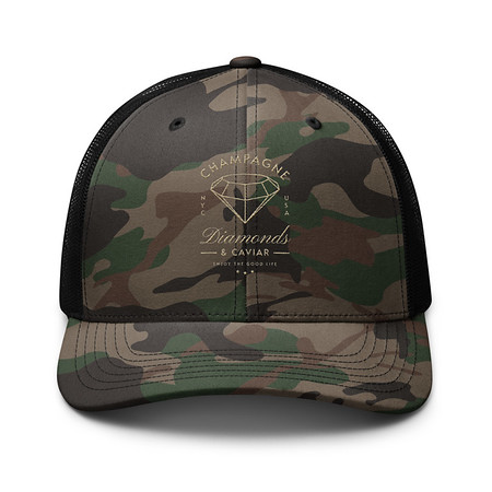 [ID: 680-G215] Black Diamonds - Elegant Camouflage Trucker Hat