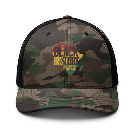 [ID: 680-G217] Black History - Heritage Map Camouflage Trucker Hat