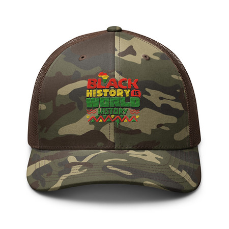 [ID: 680-G219] Black History is World History - Heritage Awareness Camouflage Trucker Hat