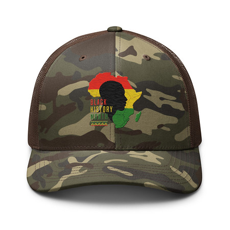 [ID: 680-G221] Black History Month - African Continent Camouflage Trucker Hat