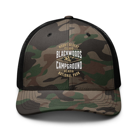 [ID: 680-G233] Blackwoods Campground - Mountain Adventure Camouflage Trucker Hat