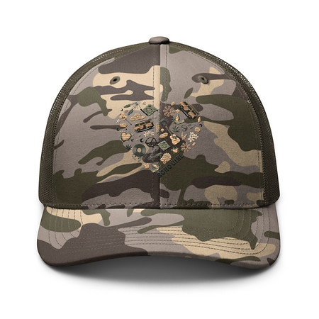 [ID: 680-G248] Boho Girl Poster Camouflage Trucker Hat