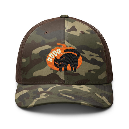 [ID: 680-G251] Boo - Scay Cute Cat Camouflage Trucker Hat