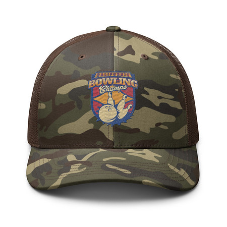 [ID: 680-G275] Bowling Championship - Retro Athlectic Sports Camouflage Trucker Hat