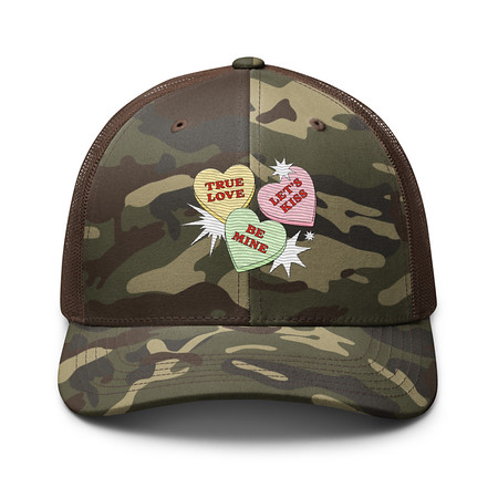 [ID: 680-G331] Candy Hearts - Valentine's Day Camouflage Trucker Hat