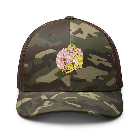 [ID: 680-G338] Cat Life - Humor Camouflage Trucker Hat