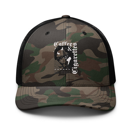 [ID: 680-G392] Coffee & Cigarettes Camouflage Trucker Hat
