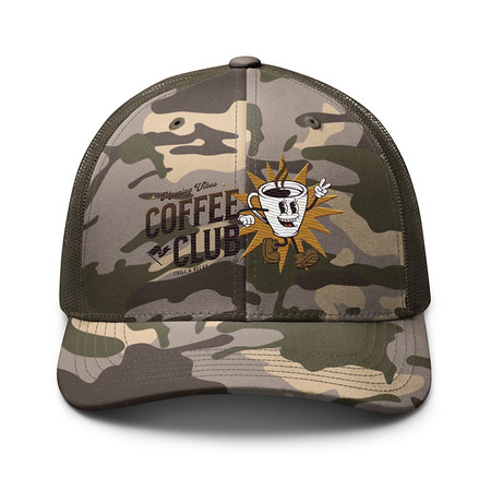 [ID: 680-G396] Coffee Club Camouflage Trucker Hat