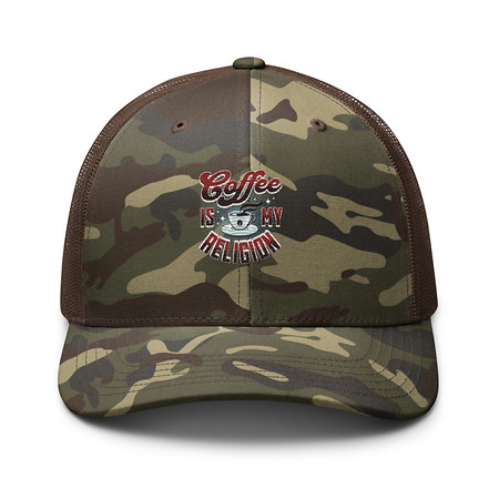 [ID: 680-G403] Coffee is my Religion - Funny Camouflage Trucker Hat