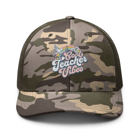 [ID: 680-G418] Cool Teacher Vibes Camouflage Trucker Hat