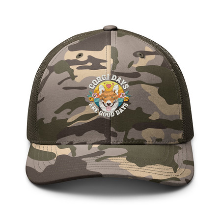 [ID: 680-G420] Corgi Days - Funny Animal Camouflage Trucker Hat