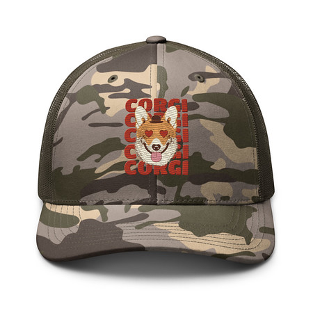 [ID: 680-G421] Corgi Loves - Cute Dog Camouflage Trucker Hat