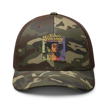 [ID: 680-G422] Cosmic Journey Rainbow Retro Camouflage Trucker Hat