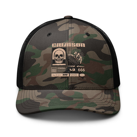 [ID: 680-G438] Crimson Camouflage Trucker Hat