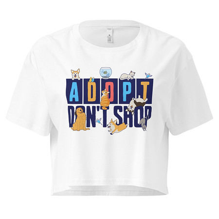 [ID: 636-G23] Adopt a Pet - Cute Animal Women's Crop Top