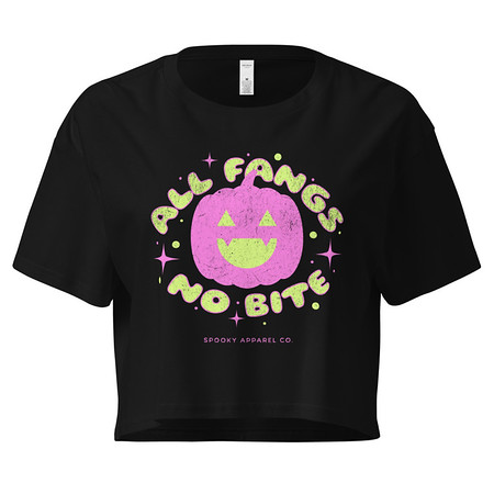 [ID: 636-G44] All Fangs No Bite - Halloween Women's Crop Top