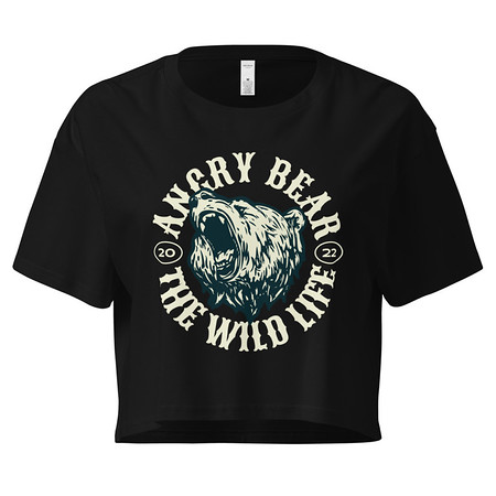 [ID: 636-G83] Angry Bear - Wild Life Animal Women's Crop Top