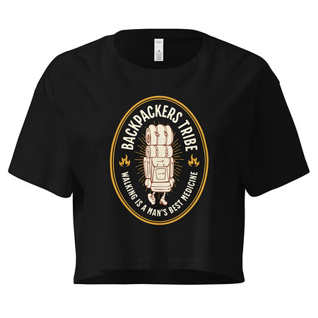 [ID: 636-G125] Backpackers Tribe - Adventure Badge Women's Crop Top
