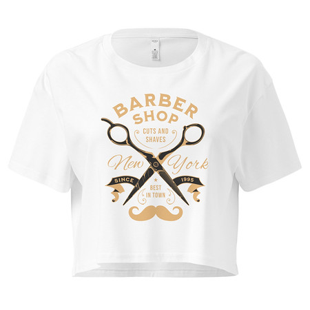 [ID: 636-G139] Barber Shop Cuts & Shaves - Scissor Women's Crop Top