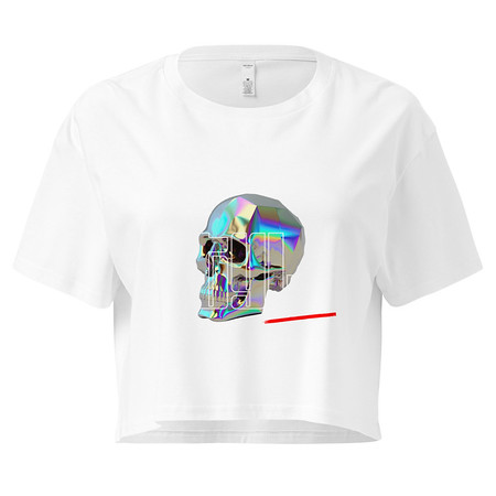 [ID: 636-G213] Black 3D Skull Women's Crop Top