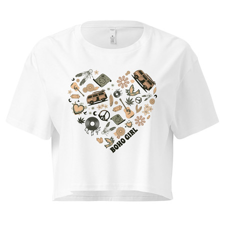 [ID: 636-G248] Boho Girl Poster Women's Crop Top