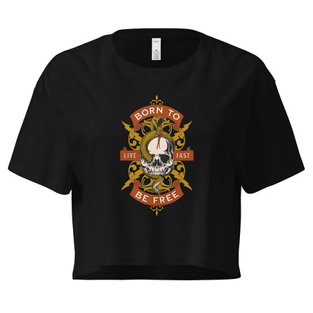 [ID: 636-G259] Born To Be Free - Skull Women's Crop Top