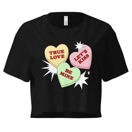 [ID: 636-G331] Candy Hearts - Valentine's Day Women's Crop Top