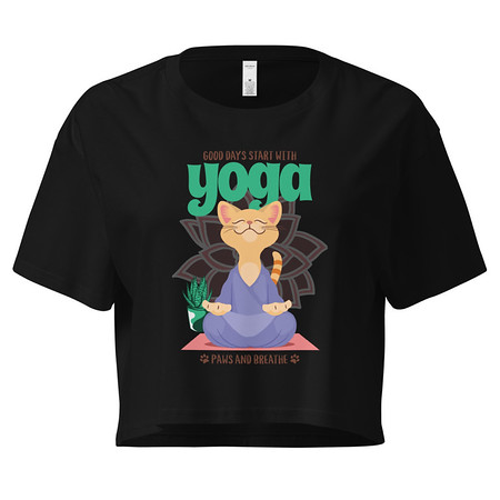 [ID: 636-G339] Cat Yoga - Cute Meditation Women's Crop Top