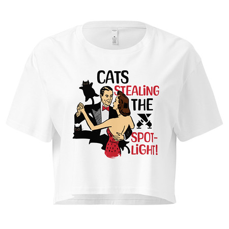 [ID: 636-G348] Cats Stealing the Spotlight Women's Crop Top