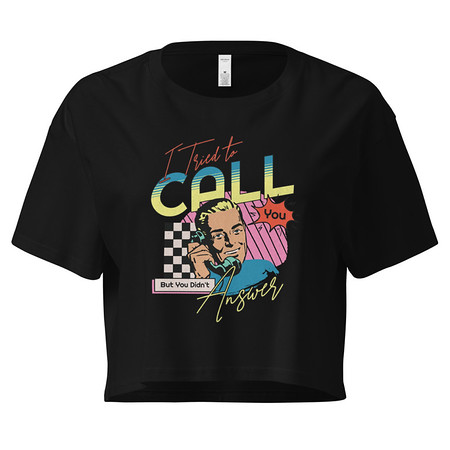 [ID: 636-G383] Classic Retro Illustrative Portrait Men Calling Women's Crop Top