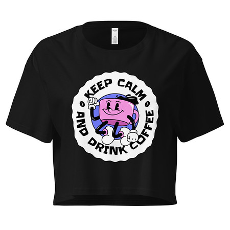 [ID: 636-G409] Colorful Fun Retro Style Coffee Quote Women's Crop Top