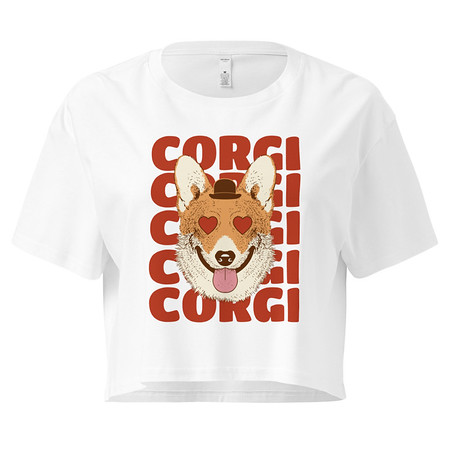[ID: 636-G421] Corgi Loves - Cute Dog Women's Crop Top
