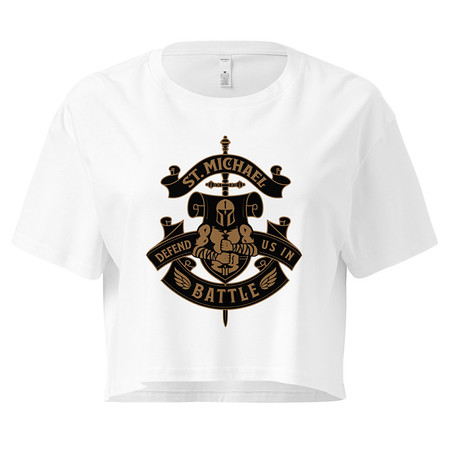 [ID: 636-G484] Defend us in battle - Knight with sword Women's Crop Top