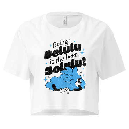 [ID: 636-G485] Delulu is the Solulu! - Typographic Cartoon Streetwear Women's Crop Top