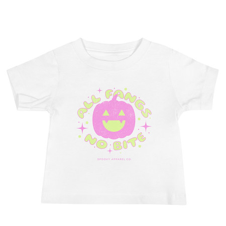 [ID: 305-G44] All Fangs No Bite - Halloween Baby Staple Tee