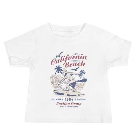 [ID: 305-G313] California Beach Surfing Baby Staple Tee