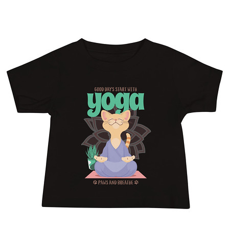 [ID: 305-G339] Cat Yoga - Cute Meditation Baby Staple Tee